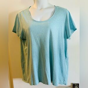 Pure J Jill 2x Elliptical Tee Blue Cotton Knit Top